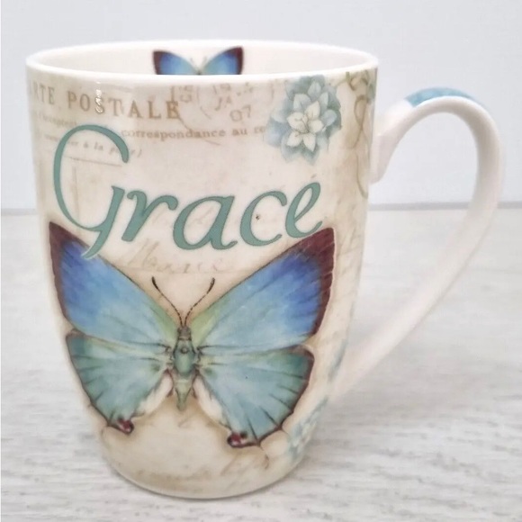 Christian Art Gifts Scripture Butterfly Mug “It Is By Grace You Have Been Saved” - Picture 3 of 9